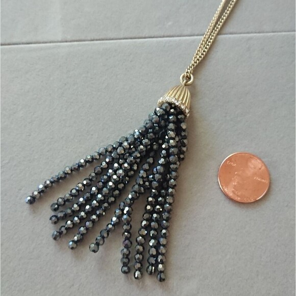 J. Crew Layer Necklace with crystal bead tassel pendant. - Picture 3 of 10